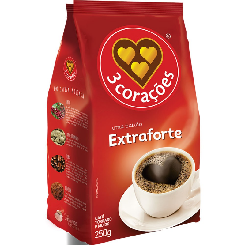 Café em Pó 3 Corações Extra Forte - Pacote 250g